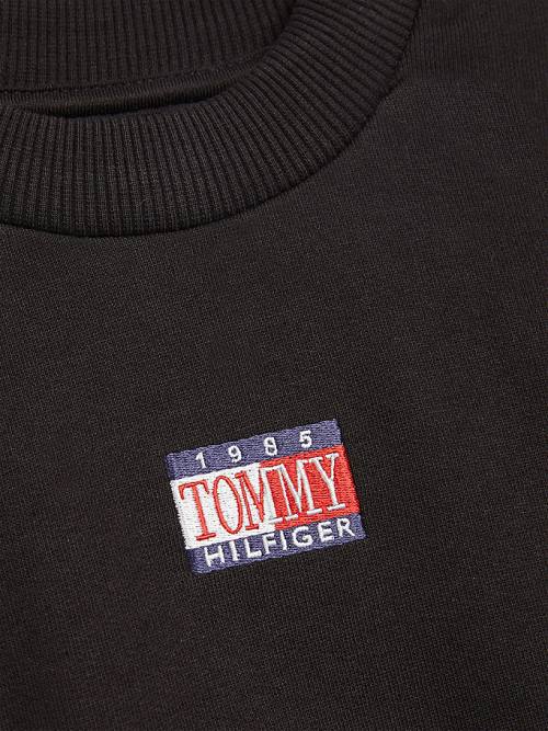 Tommy Hilfiger Logo Embroidery Cropped Dekleta Pulover Črna | TH406RNI