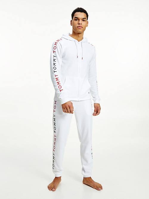 Tommy Hilfiger Logo Embroidery Joggers Moški Pižama Bela | TH562BLY