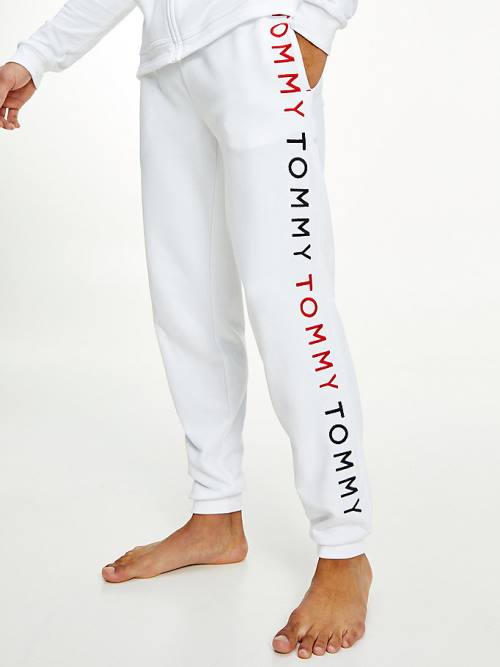 Tommy Hilfiger Logo Embroidery Joggers Moški Pižama Bela | TH562BLY