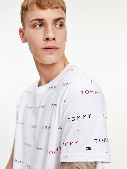 Tommy Hilfiger Logo Embroidery Moški Pižama Bela | TH067JGS