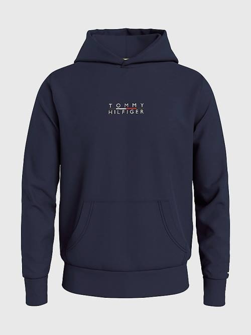 Tommy Hilfiger Logo Embroidery Moški Pulover s kapuco Modra | TH234VQM