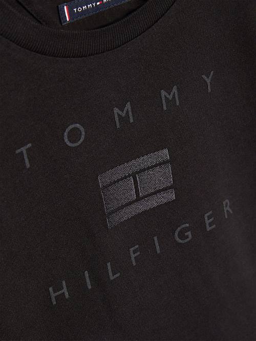 Tommy Hilfiger Logo Fantje Majice Črna | TH078LTG