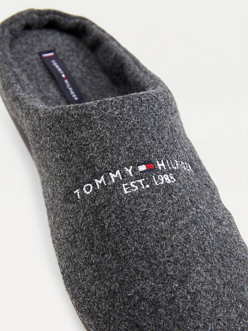 Tommy Hilfiger Logo Felt Home Moški Copati Siva | TH830FYA