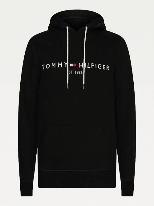 Tommy Hilfiger Logo Flex Fleece Moški Pulover s kapuco Črna | TH059DXW