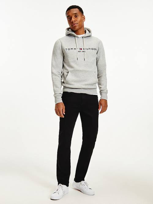 Tommy Hilfiger Logo Flex Fleece Moški Pulover s kapuco Siva | TH358JPD