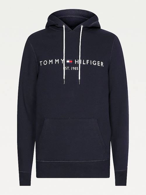 Tommy Hilfiger Logo Flex Fleece Moški Pulover s kapuco Modra | TH987DKA