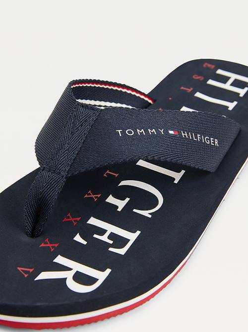 Tommy Hilfiger Logo Flip-Flops Moški Sandali Modra | TH264AYG