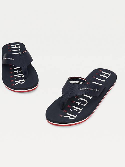 Tommy Hilfiger Logo Flip-Flops Moški Sandali Modra | TH264AYG