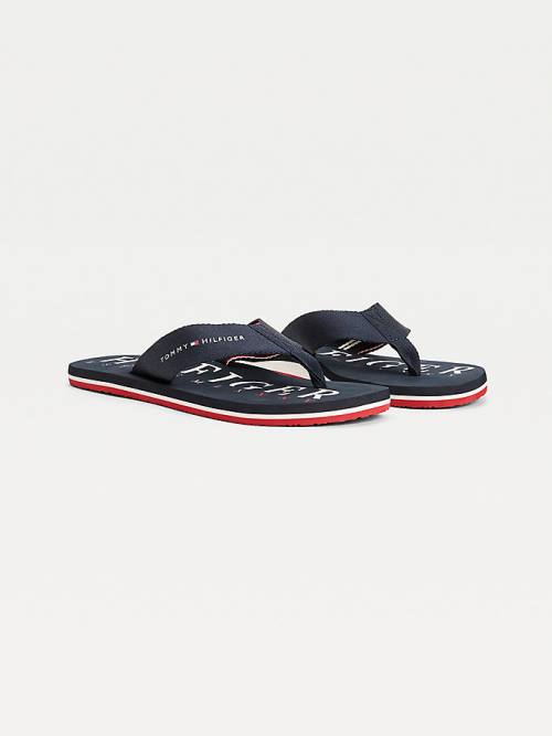 Tommy Hilfiger Logo Flip-Flops Moški Sandali Modra | TH264AYG