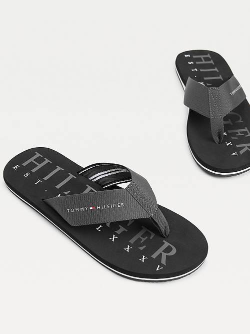 Tommy Hilfiger Logo Flip-Flops Moški Sandali Črna | TH527JXG