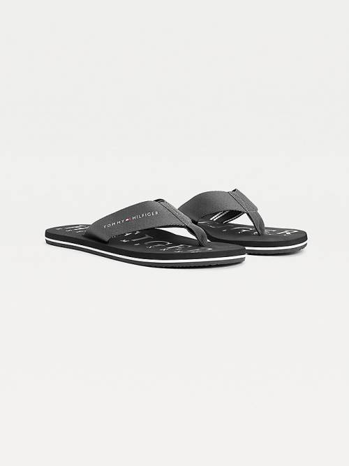 Tommy Hilfiger Logo Flip-Flops Moški Sandali Črna | TH527JXG