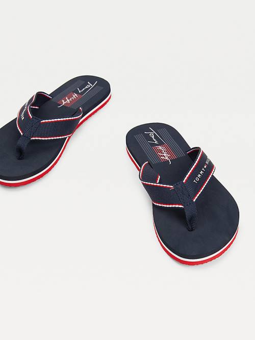 Tommy Hilfiger Logo Flip Flops Ženske Sandali Modra | TH340CRY