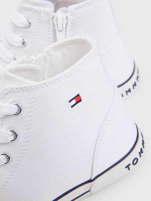 Tommy Hilfiger Logo High-Top Lace-Up Dekleta Superge Bela | TH534EFA