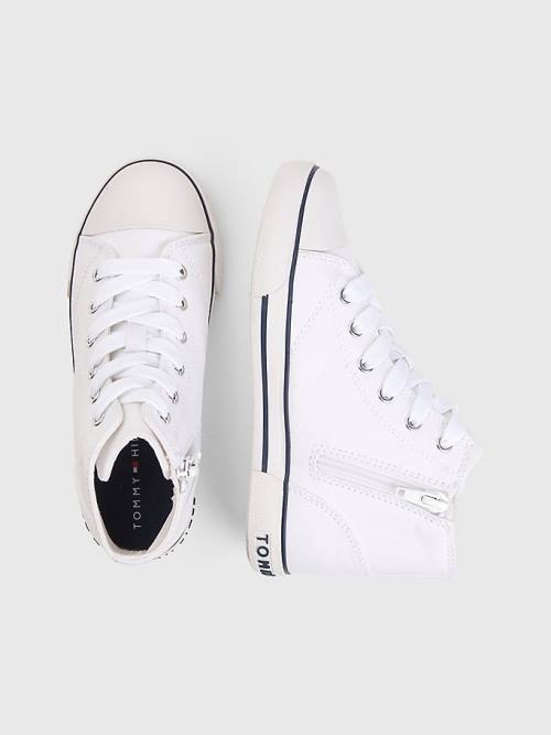 Tommy Hilfiger Logo High-Top Lace-Up Dekleta Superge Bela | TH534EFA