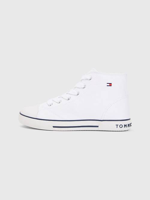 Tommy Hilfiger Logo High-Top Lace-Up Dekleta Superge Bela | TH534EFA