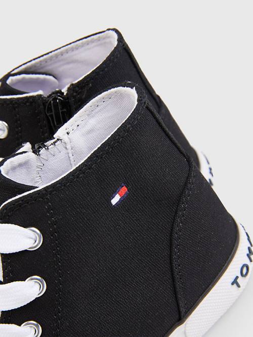 Tommy Hilfiger Logo High-Top Lace-Up Dekleta Superge Črna | TH568AME