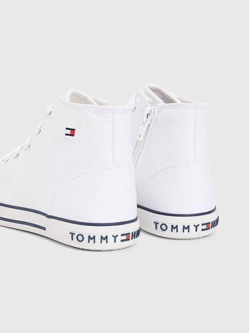 Tommy Hilfiger Logo High-Top Lace-Up Fantje Superge Bela | TH270AMD