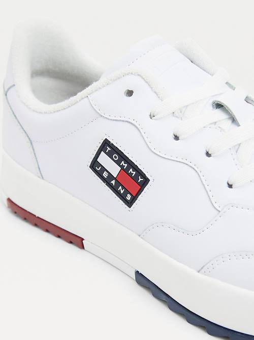 Tommy Hilfiger Logo Leather Cupsole Moški Superge Bela | TH492OXY