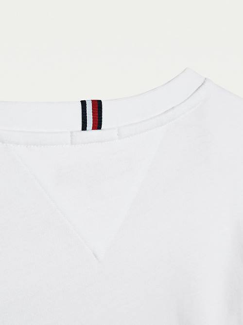 Tommy Hilfiger Logo Long Sleeve Organic Cotton Fantje Majice Bela | TH945TEA