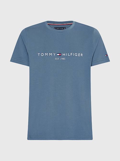 Tommy Hilfiger Logo Moški Majice Modra | TH106QGY