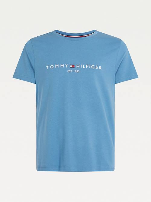 Tommy Hilfiger Logo Moški Majice Modra | TH174YHC