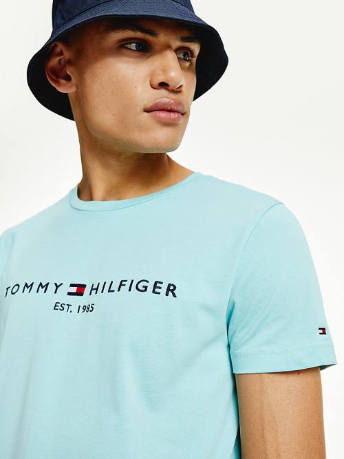 Tommy Hilfiger Logo Moški Majice Modra | TH230MQS