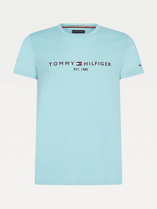 Tommy Hilfiger Logo Moški Majice Modra | TH230MQS