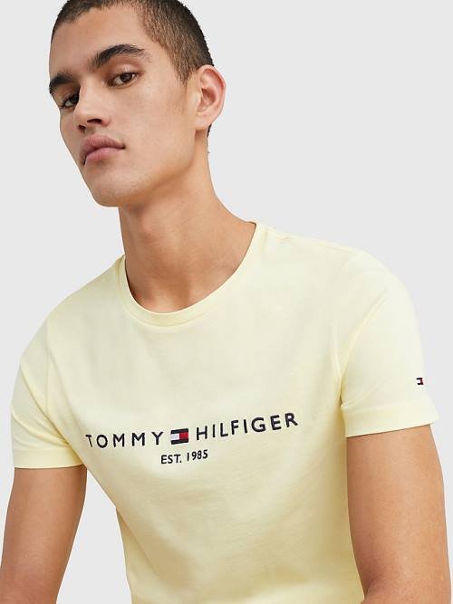 Tommy Hilfiger Logo Moški Majice Rumena | TH947FXO