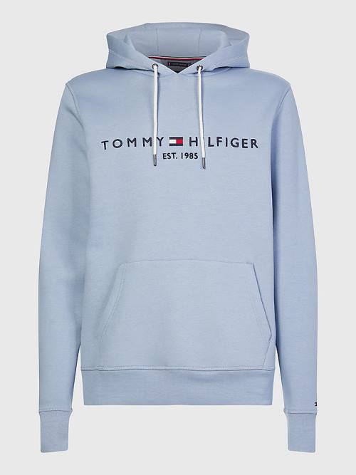 Tommy Hilfiger Logo Moški Pulover s kapuco Modra | TH978ZHT