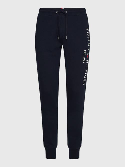 Tommy Hilfiger Logo Organic Cotton Joggers Moški Hlače Modra | TH124QHN