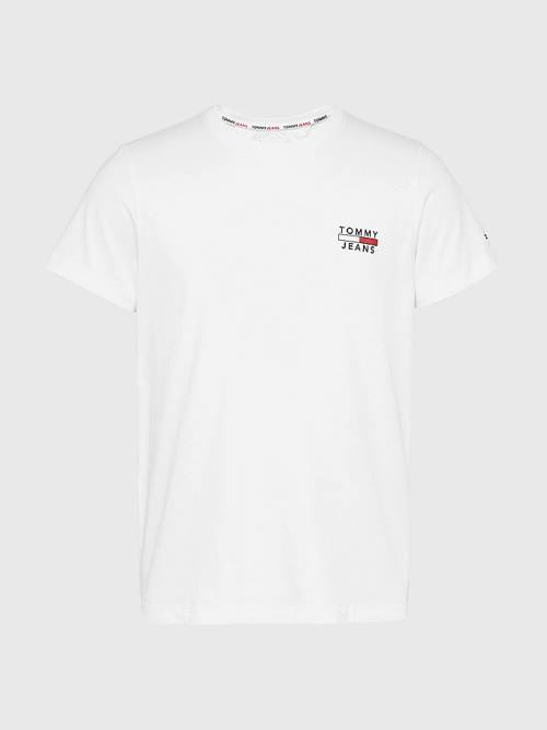 Tommy Hilfiger Logo Organic Cotton Slim Fit Moški Majice Bela | TH576CUH