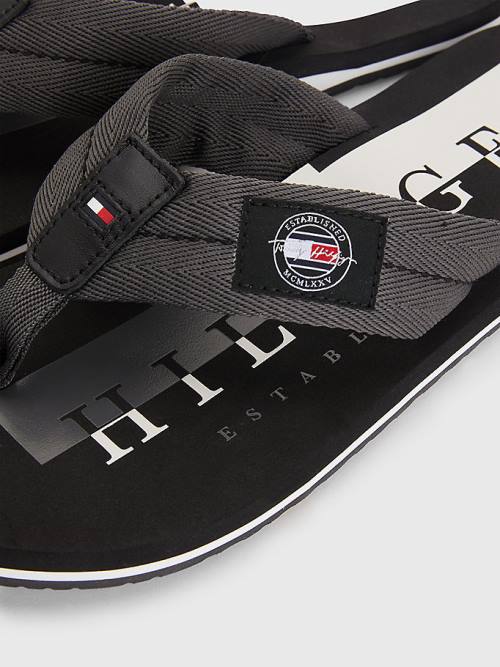 Tommy Hilfiger Logo Patch Flip-Flops Moški Sandali Siva | TH134FDU