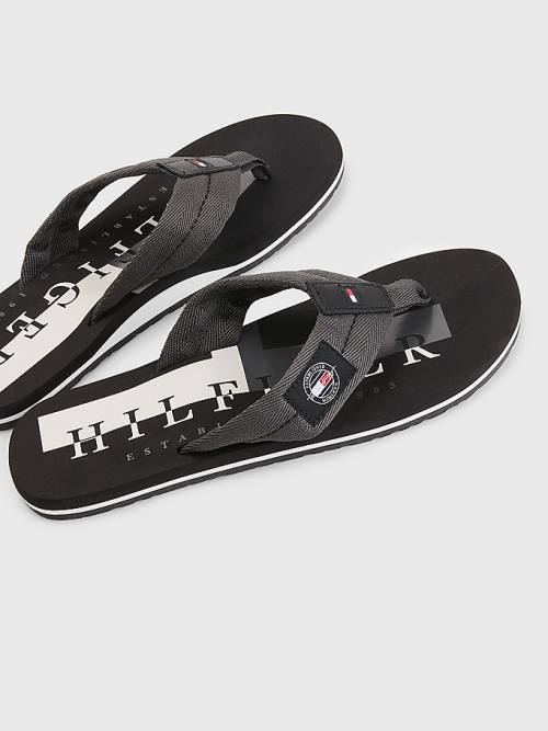 Tommy Hilfiger Logo Patch Flip-Flops Moški Sandali Siva | TH134FDU