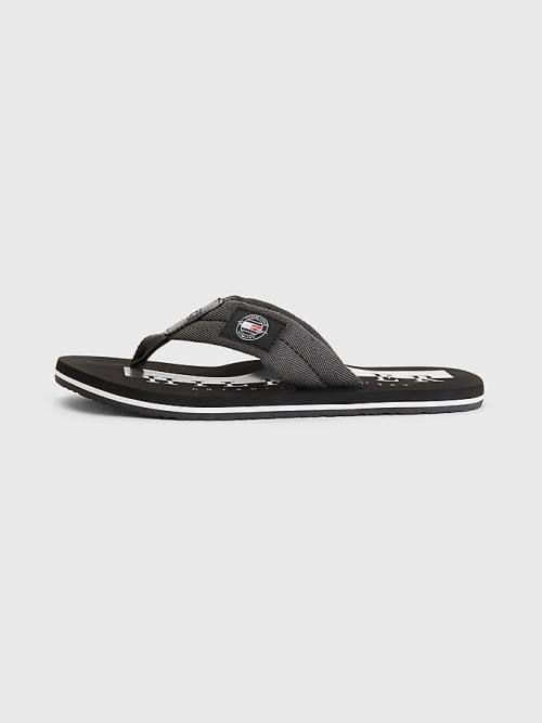 Tommy Hilfiger Logo Patch Flip-Flops Moški Sandali Siva | TH134FDU