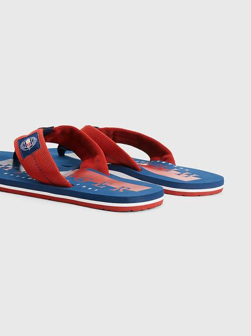 Tommy Hilfiger Logo Patch Flip-Flops Moški Sandali Rdeča | TH602JDY