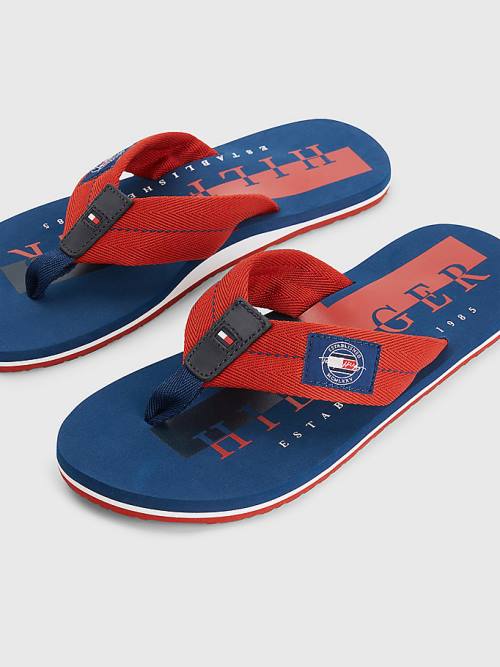 Tommy Hilfiger Logo Patch Flip-Flops Moški Sandali Rdeča | TH602JDY