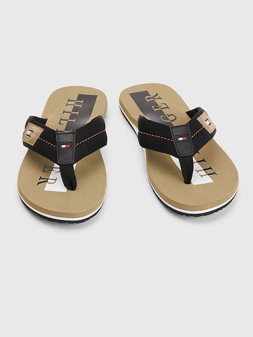 Tommy Hilfiger Logo Patch Flip-Flops Moški Sandali Črna | TH613KLA