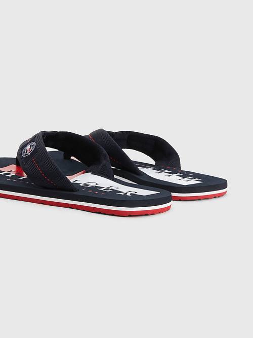 Tommy Hilfiger Logo Patch Flip-Flops Moški Sandali Modra | TH862LDA