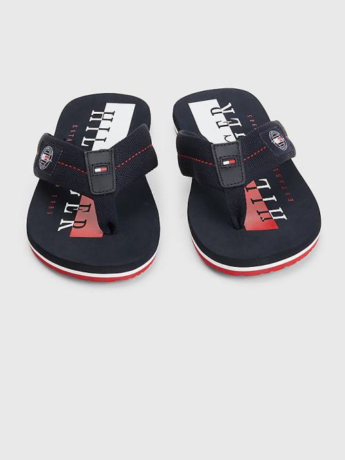 Tommy Hilfiger Logo Patch Flip-Flops Moški Sandali Modra | TH862LDA