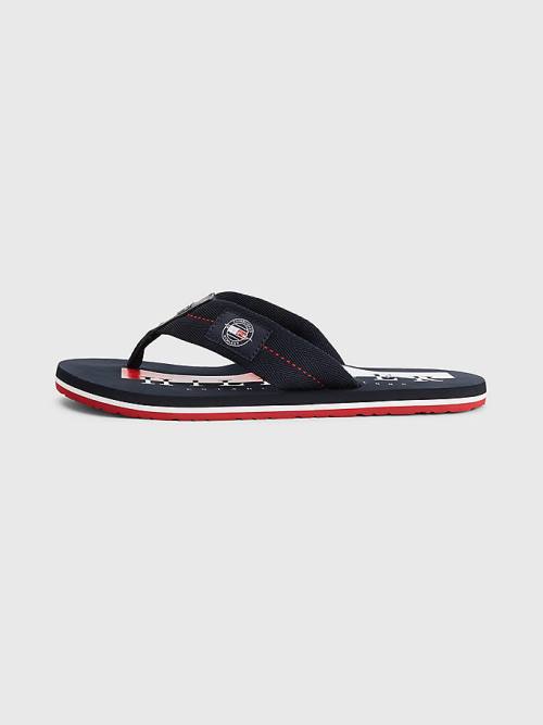 Tommy Hilfiger Logo Patch Flip-Flops Moški Sandali Modra | TH862LDA