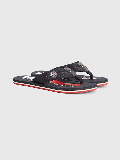 Tommy Hilfiger Logo Patch Flip-Flops Moški Sandali Modra | TH862LDA