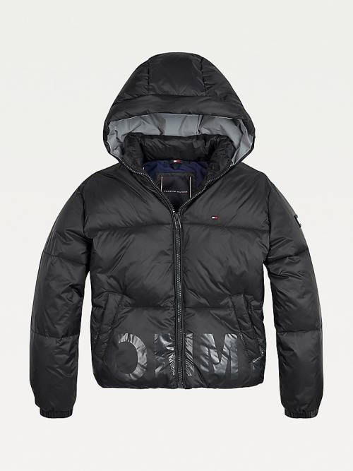 Tommy Hilfiger Logo Puffer Fantje Jakne Črna | TH184VUO