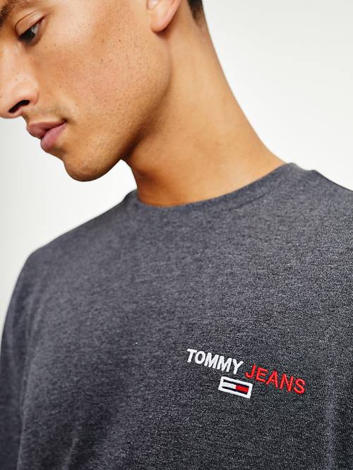 Tommy Hilfiger Logo Recycled Long Sleeve Moški Majice Črna | TH452TFG