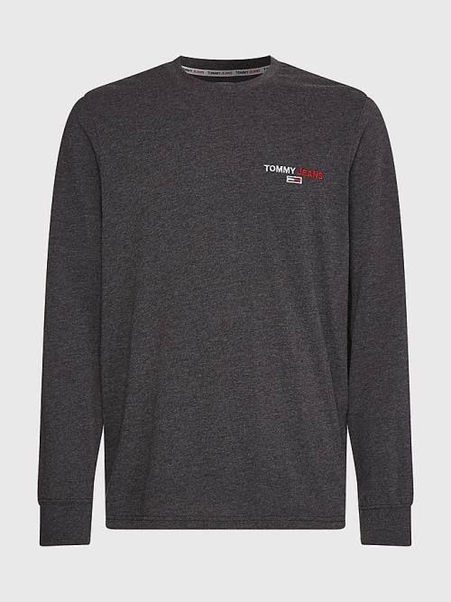 Tommy Hilfiger Logo Recycled Long Sleeve Moški Majice Črna | TH452TFG