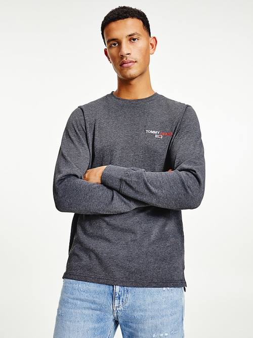 Tommy Hilfiger Logo Recycled Long Sleeve Moški Majice Črna | TH452TFG