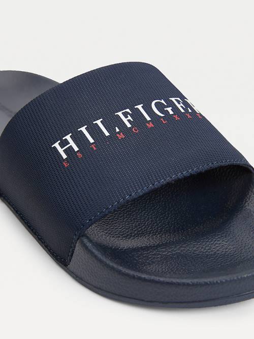 Tommy Hilfiger Logo Slides Moški Sandali Modra | TH048WZS