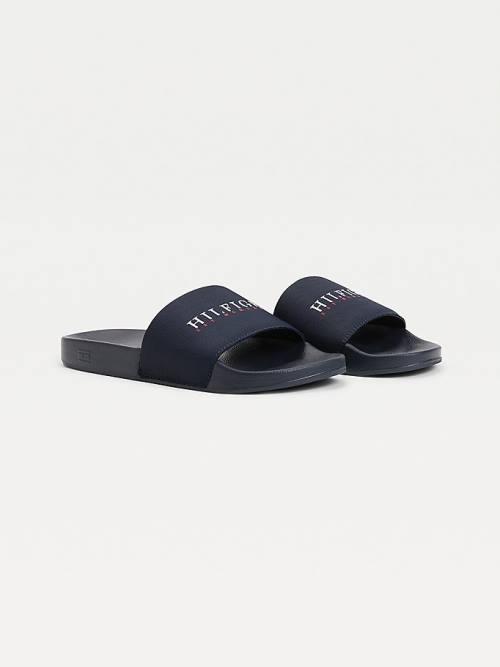 Tommy Hilfiger Logo Slides Moški Sandali Modra | TH048WZS