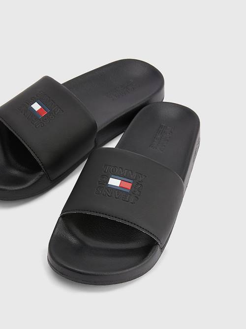 Tommy Hilfiger Logo Slides Ženske Sandali Črna | TH249MNK