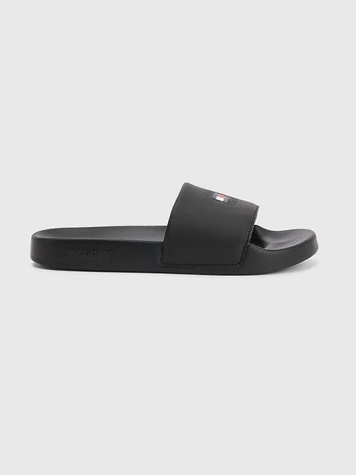 Tommy Hilfiger Logo Slides Ženske Sandali Črna | TH249MNK