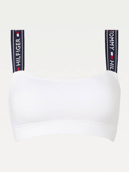 Tommy Hilfiger Logo Strap Bralette Ženske Spodnje Perilo Bela | TH098GSJ